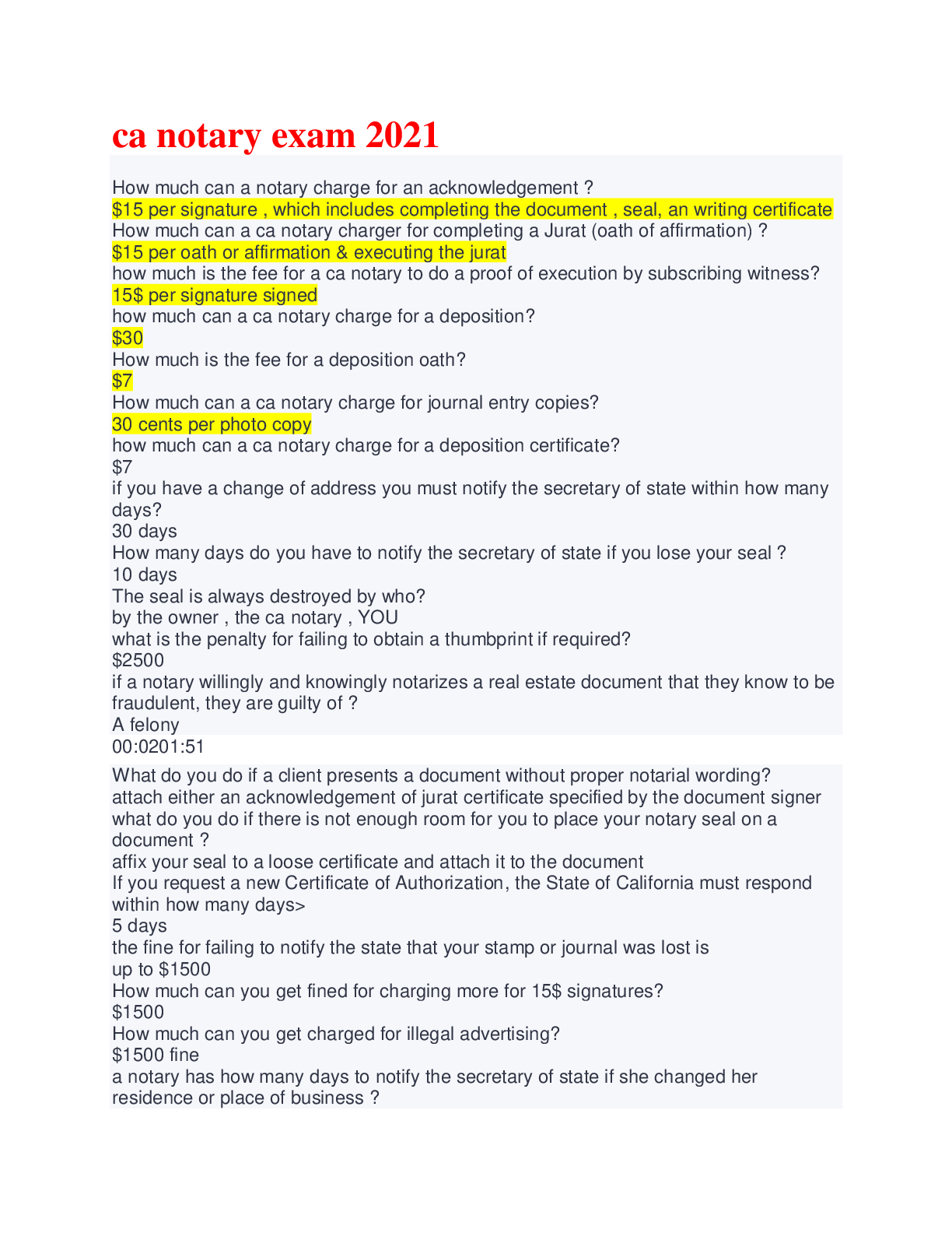 Preview image for California notary exam 2021 with Questions and Answers